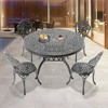 5-Piece Patio Set: Round Table & 4 Chairs - Cast Aluminum, All-Weather/Umbrella Hole & Adjustable Legs for Balcony/Backyard - 2 of 4