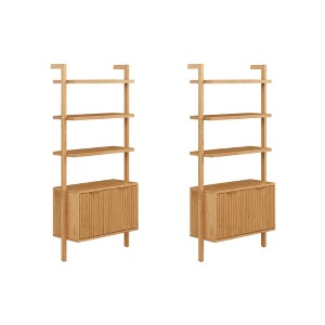 71.9" Nathan James Set of 2 Jasper Wood Fluted Bookshelf Light Brown - 1 of 4