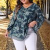 Women's Plus Size V Neck 3/4 Flared Sleeve Double Layers Mesh Blouses - Agnes Orinda - 2 of 4