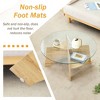 Glass Coffee Table Round Cocktail Table Oval Center Table Accent Table Sofa Table with Diagonal Fan-shaped Tray Leg, Walnut/Natural-ModernLuxe - 3 of 4
