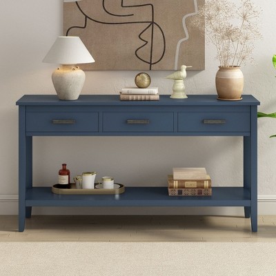NicBex Console Table with 3 Drawers Contemporary Entryway Table with 1 Shelf Narrow Side Table for Entryway, Hallway, Living Room, Foyer