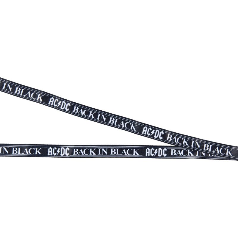AC/DC Back In Black Reversible ID Lanyard Badge Holder With Rubber Logo Charm Black, 5 of 7