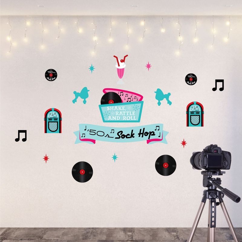 Big Dot of Happiness 50’s Sock Hop - Peel and Stick 1950s Rock N Roll Party Decoration - Wall Decals Backdrop, 5 of 8