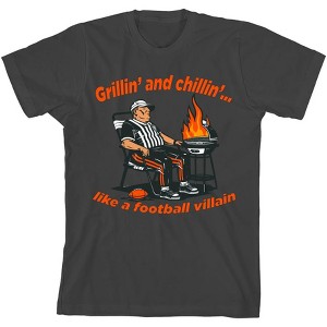 Grillin' and Chillin' Like A Football Villain Youth Crew Neck Short Sleeve Tee - 1 of 2