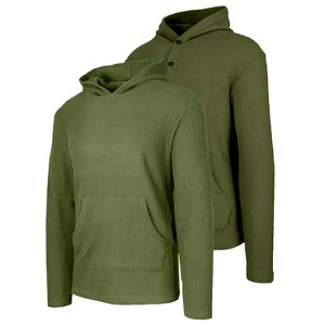Blue Ice Men's Waffle Knit Thermal Pullover & Henley Hoodie -2 Pack - 1 of 4