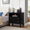 NicBex 15 inch Wide Nightstand with 2 Drawers,Side Table with Open Space and Solid Wood Legs,Bedside Table for Bedroom,Living Room,White/Black/Walnut - 2 of 4
