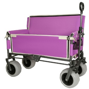 NAYSAYE Folding Wagon 3 in 1 Convertible Utility Cart with Bench Seat and Storage for Camping, Purple, 40.94"*20.47"*44.29" - 1 of 4