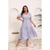 Women's Plus Size Midi Casual Dress with Pockets 1X-4X Tiered Short Sleeve Relax Fit Crewneck Summer Dresses - 4 of 4