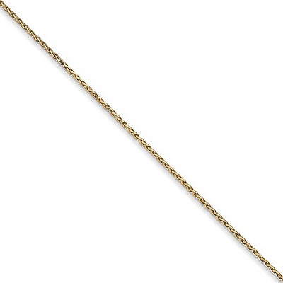 Black Bow Jewelry 0.8mm 14k Yellow Gold Round Diamond Cut Wheat Chain Necklace