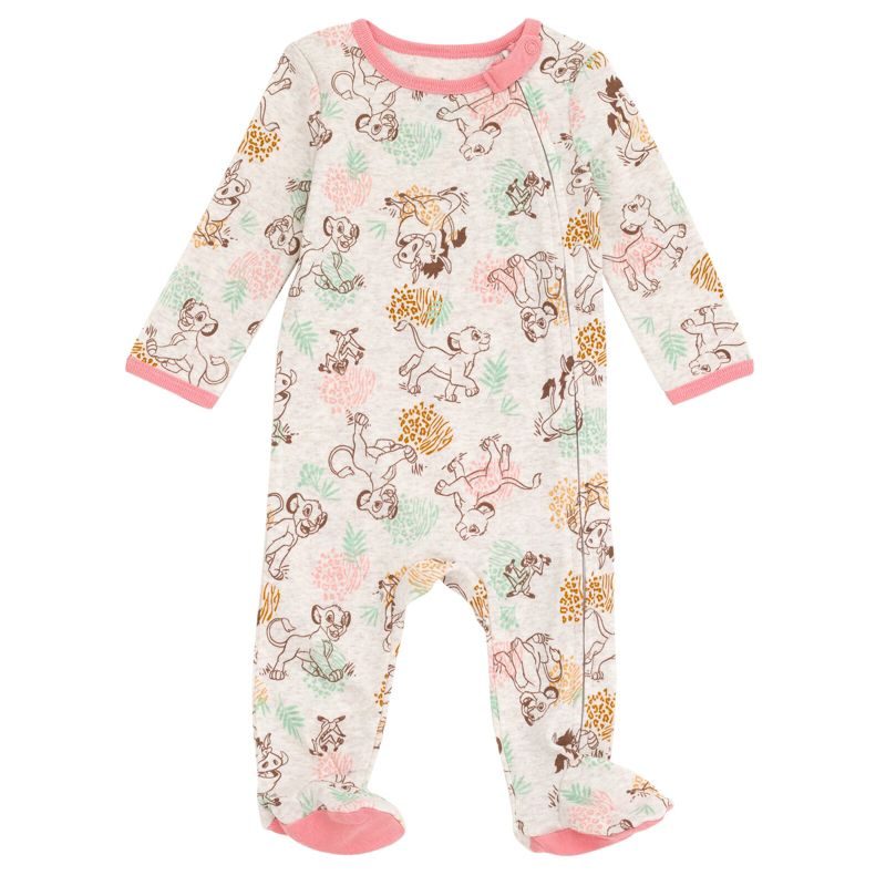 Disney Minnie Mouse Princess Classics Lion King Dumbo Belle Baby Girls 2 Pack Zip Up Sleep N' Plays Newborn to Infant, 3 of 6