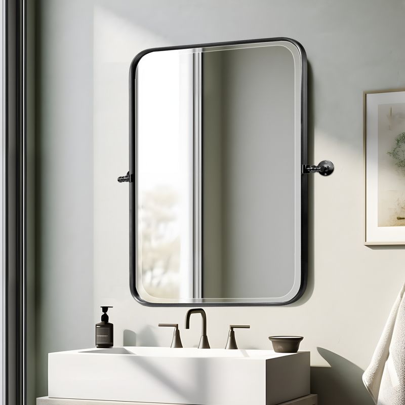 Neutypechic Modern Metal Wall Mirror Rectangular Pivot Bathroom Vanity Mirror, 5 of 7