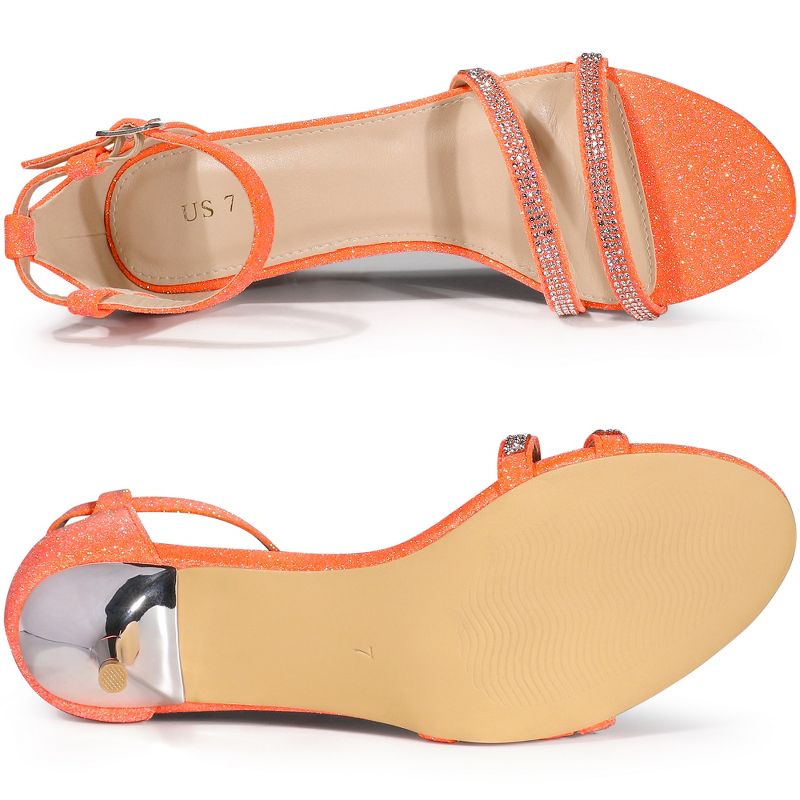 Allegra K Women's Stiletto Kitten Heels Glitter Heel Sandals, 5 of 7