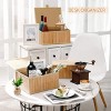 Aoibox Bamboo Woven Storage Boxes with Lids Set of 3 Beige Lined Baskets Stackable Organizer for Home Kitchen Decor - 2 of 4