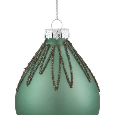 Matte Green Glass Starburst Finial Christmas Ornament