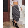 Women Y2k Cargo Long Skirt Low Waist Drawstring Maxi Skirt Ruched Vintage Slit Cargo Skirt with Pockets - 3 of 4