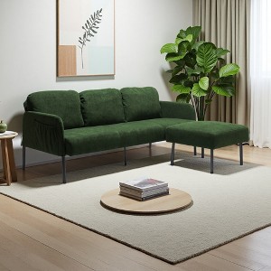L-Shaped Sectional Sofa with Ottoman, Modern Upholstered Couch for Small Spaces - 1 of 4