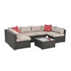 GlasFlength Patio Seating Sets 7 PCS Patio Furniture Set Rattan Sectional Conversation Sofa Coffee Table, Beige, 104.75"*52.25"*25.25" - 4 of 4