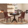 3-Piece Antique Walnut Finish Solid Wood Top - Round Upholstered Dining Room Set - Seats 4 - 2 of 4