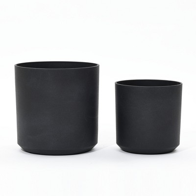 Luxenhome 2-piece Round Plastic Planters Set, Gate Black : Target