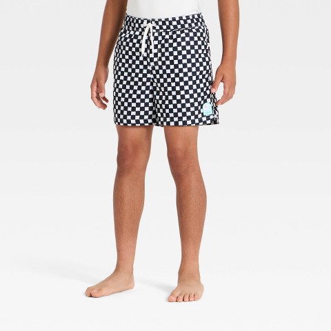 Детские купальники Art Class Boys' Checkerboard Swim Trunks with Built in Boxers - art class™ Black/White M