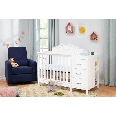 White 4-in-1 Convertible Mini Crib with Changer