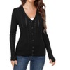 Womens Knit Cardigan V Neck Front Button Lightweight Sweater Cable Knit Hollow Out Cardigan Slim Fit Knitwear Crochet Sweater - 3 of 4