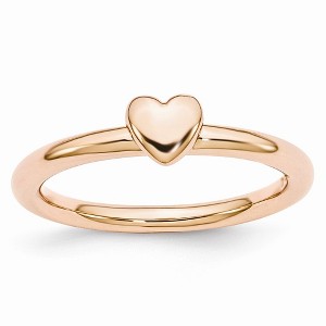Black Bow Jewelry Rose Gold Tone Sterling Silver Stackable 4.5mm Puffed Heart Ring - 1 of 4