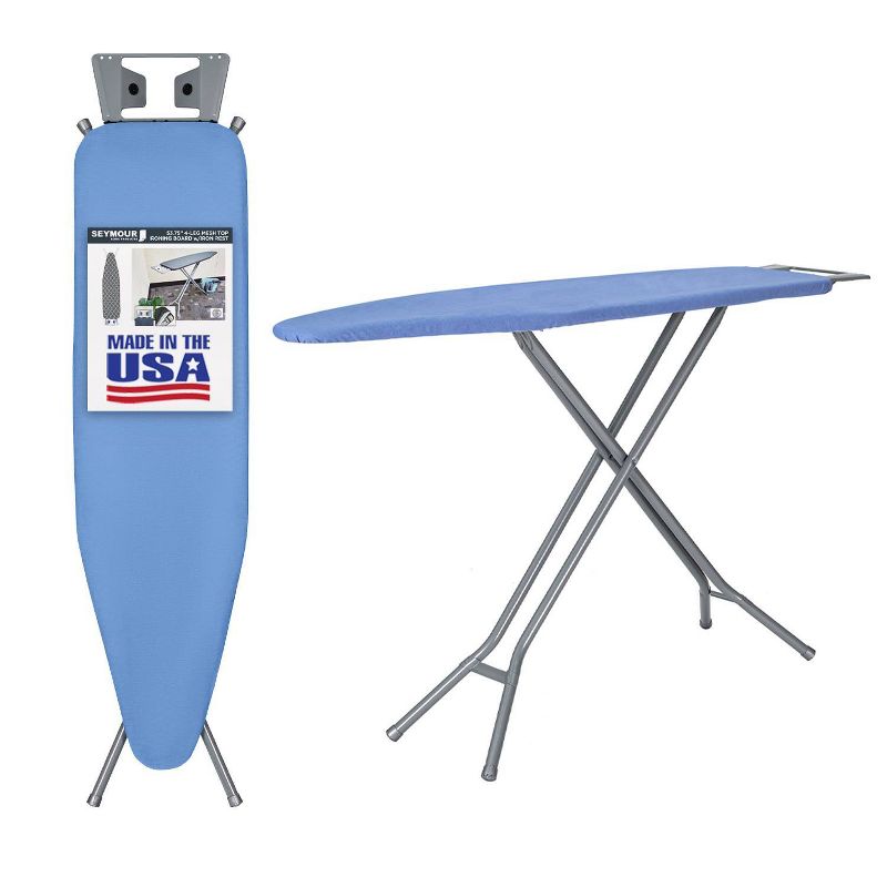Seymour Home Products 4 Leg Mesh Top Ironing Board with Iron Rest Dark Blue, 1 of 15