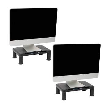 Mind Reader 2pk Small Plastic Monitor Stands Black