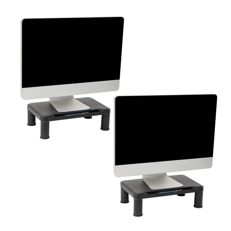 Mind Reader 2pk Small Plastic Monitor Stands Black, 1 of 9