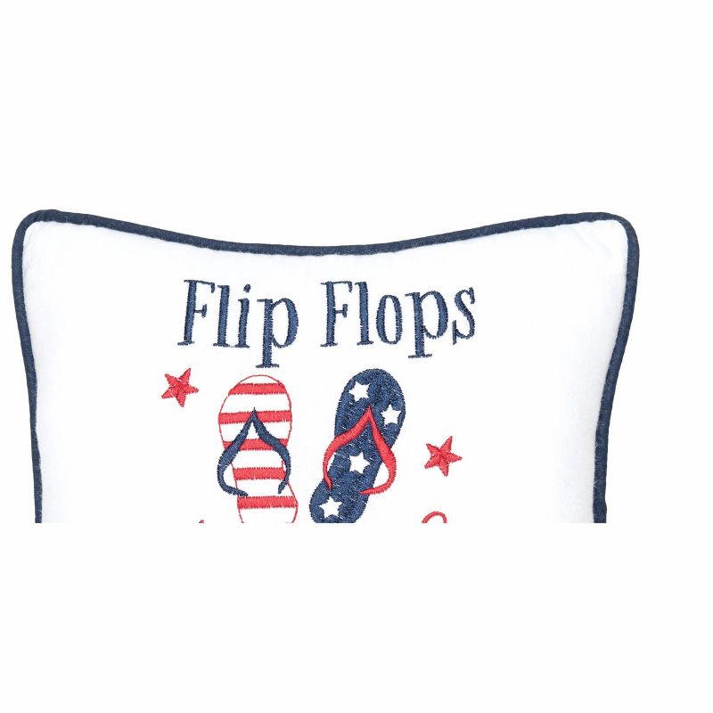 C&F Home 10" x 10" Flip Flops, Fireworks 4th of July Patriotic Embroidered Square Accent Pillow, 2 of 4