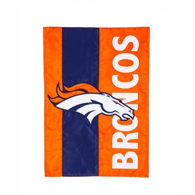 Evergreen NFL Denver Broncos Embroidered Logo Applique House Flag, 28 x 44 inches Indoor Outdoor Double Sided Decor for Football Fans