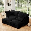 Slipcovered Sectional Sofa, 2 Seater Sofa with Removable Cover, Sofa with Convertible Ottoman, Corduroy Fabric Sectional Sofas-Cuddlewood - 3 of 4