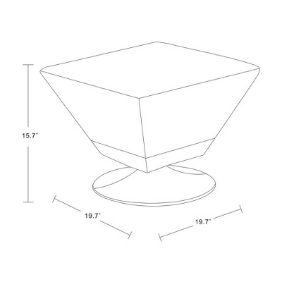 White Faux Leather Swivel Ottoman with Chrome Base