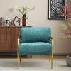 Racxily green modern style chair with soft cushion - minimalist metal frame, wooden armrests, modern elegance for living room/bedroom/office - 4 of 4