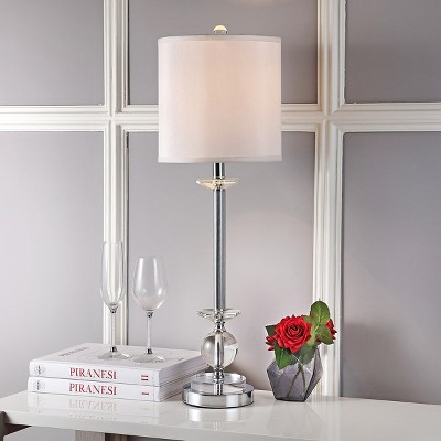 Elegant 31" Crystal Candlestick Table Lamp Set with White Shades