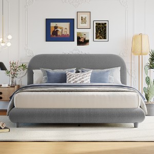 GDFStudio Browne Modern Teddy Fleece Upholstered Queen Size Platform Bed - 1 of 4