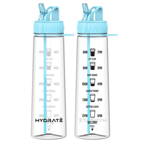 Hydrate 900ml Water Bottle With Straw And Motivational Time Markings