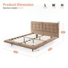 Lyngins Queen Size Upholstered Floating Bed Frame with LED Lights, PU Leather Platform Bed with Button-Tufted Headboard, Durable Wood/Metal Slats, - 3 of 4