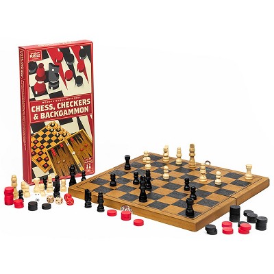 Professor Puzzle USA, Inc. Chess | Checkers | Backgammon Classic Wooden Family Board Games