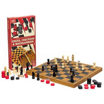Professor Puzzle USA, Inc. Chess | Checkers | Backgammon Classic Wooden Family Board Games