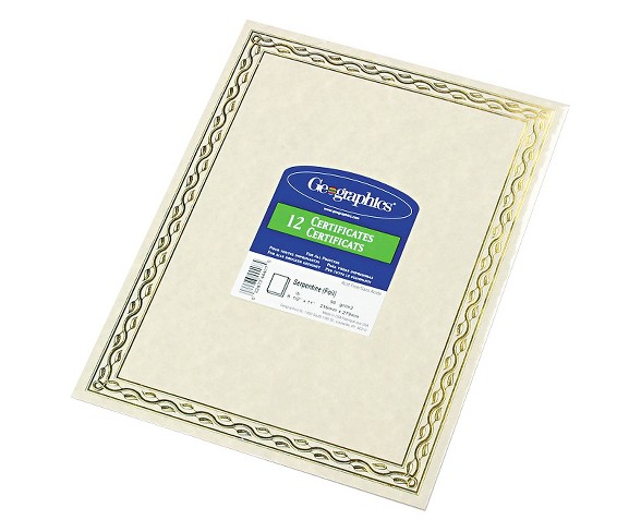 Geographics&#174; Foil Stamped Award Certificates - Gold (12 Per Pack)