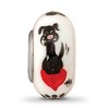 Black Bow Jewelry Fenton White Muttley Dog Glass & Sterling Silver Bead Charm - 3 of 4