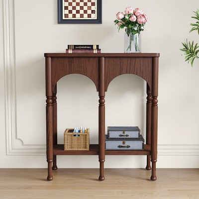 Brown Solid Wood Console Table With Arch Design