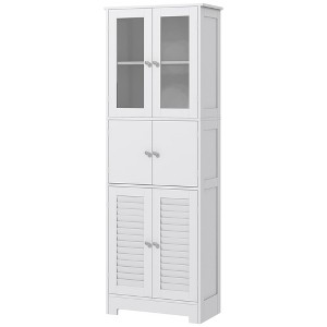 Aghana Digitals White Freestanding Tall Storage Cabinet with 3 Double Doors, Adjustable Shelf & - 1 of 4