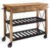 Roots Rack Industrial Kitchen Cart Wood/Natural - Crosley: Rolling Island with Storage, Wine Shelves - 2 of 4