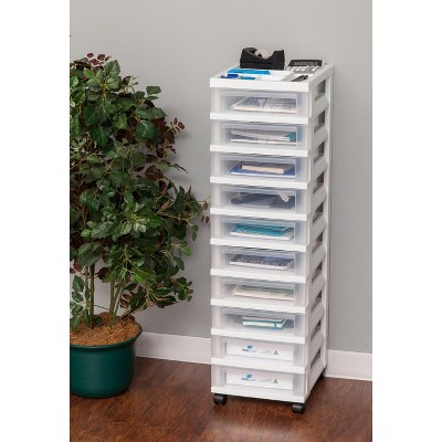 White Clear 10-Drawer Plastic Rolling Storage Cart