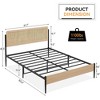 Full Size Platform Bed Frame with Rattan Headboard, Boho Style Mattress Foundation with Underbed Storage, Easy Assembly, No Box Spring Needed - 2 of 4