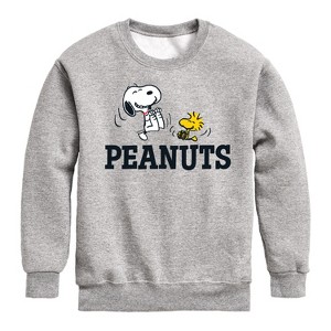 Boys' - Peanuts - Snoopy And Woodstock Graphic Long Sleeve Fleece Sweatshirt - 1 of 4