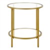 Brass Finish Round Side Table with Glass Shelf - Henn&Hart - 3 of 4